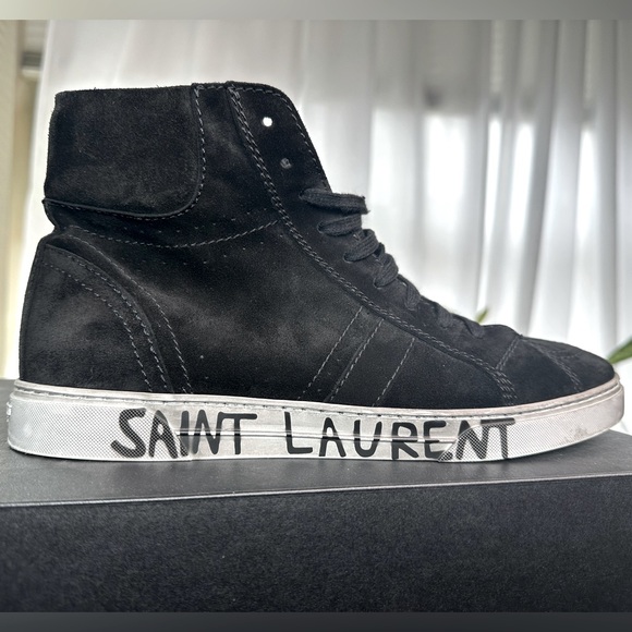 Saint Laurent YSL High top Suede Sneakers Sz 42 1/2